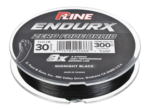 P-LINE ENDURX MIDNIGHT BLACK NO FADE BRAID The Bass Hole P-LINE ENDURX MIDNIGHT BLACK NO FADE BRAID The Bass Hole